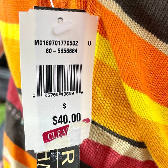 90s JOHN PAUL RICHARD Vintage Orange Striped Sequin Beaded Knit Top - Picture 6 of 7